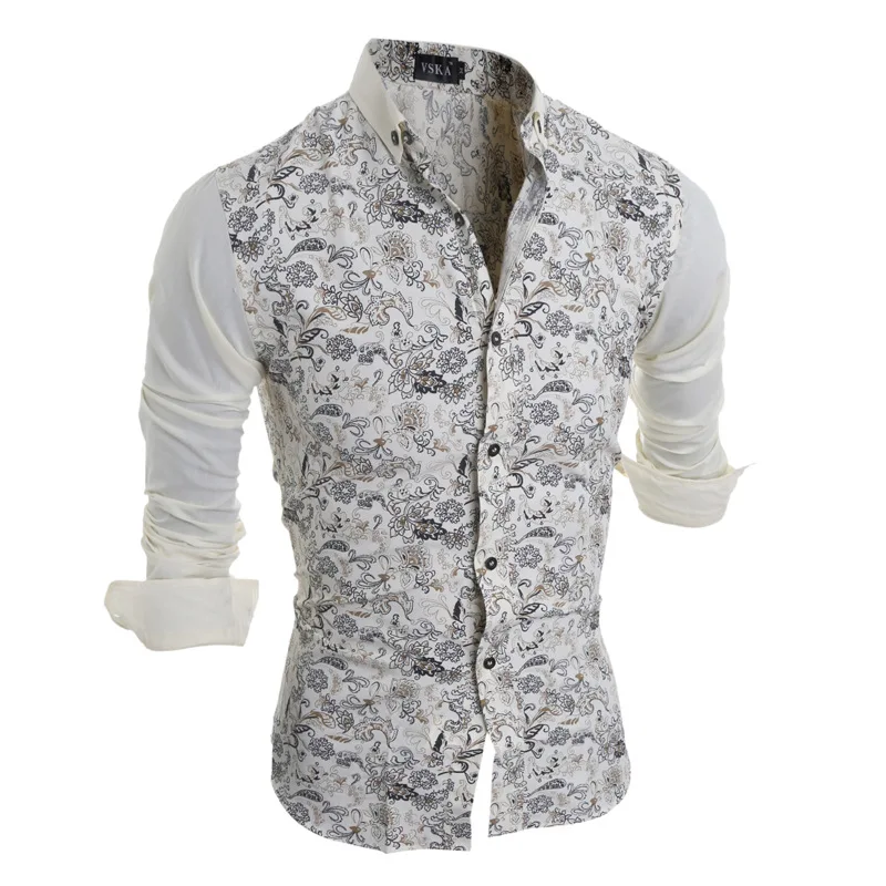 Mens Long Sleeve printed Clearance Slim Fit Button Front Shirts casual