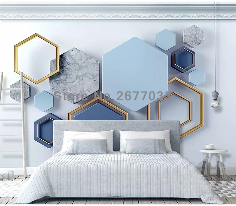 Custom 3d Modern Minimalist Geometric Marble Mosaic Wall Cloth Wallpaper Mural Living Room Wall Decoration Home Papel De Parede