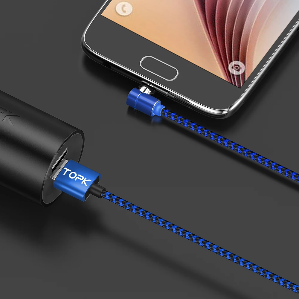 TOPK L-Line2 L-Type LED Magnetic Micro USB Cable Nylon Braided Charger Cable for Samsung s7 Xiaomi Redmi 4X Micro USB Port TOPK L-Line2 L-Type LED Magnetic Micro USB Cable Nylon Braided Charger Cable for Samsung s7 Xiaomi Redmi 4X Micro USB Port