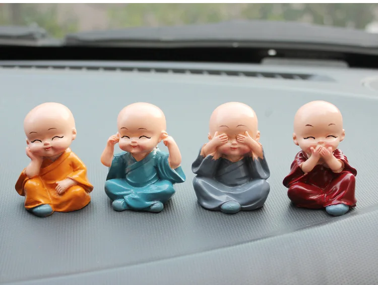 4Pcs/Set The Little Monk For Home Decorations Figurines Car Decor