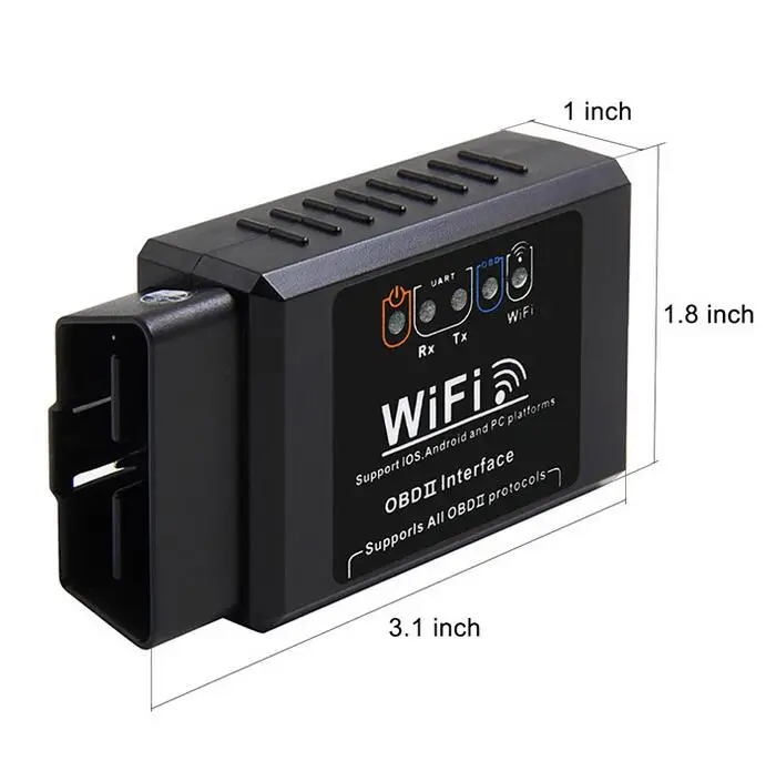 ELM327 V1.5 OBD2 WI-FI детектора неисправности автомобиля Черный