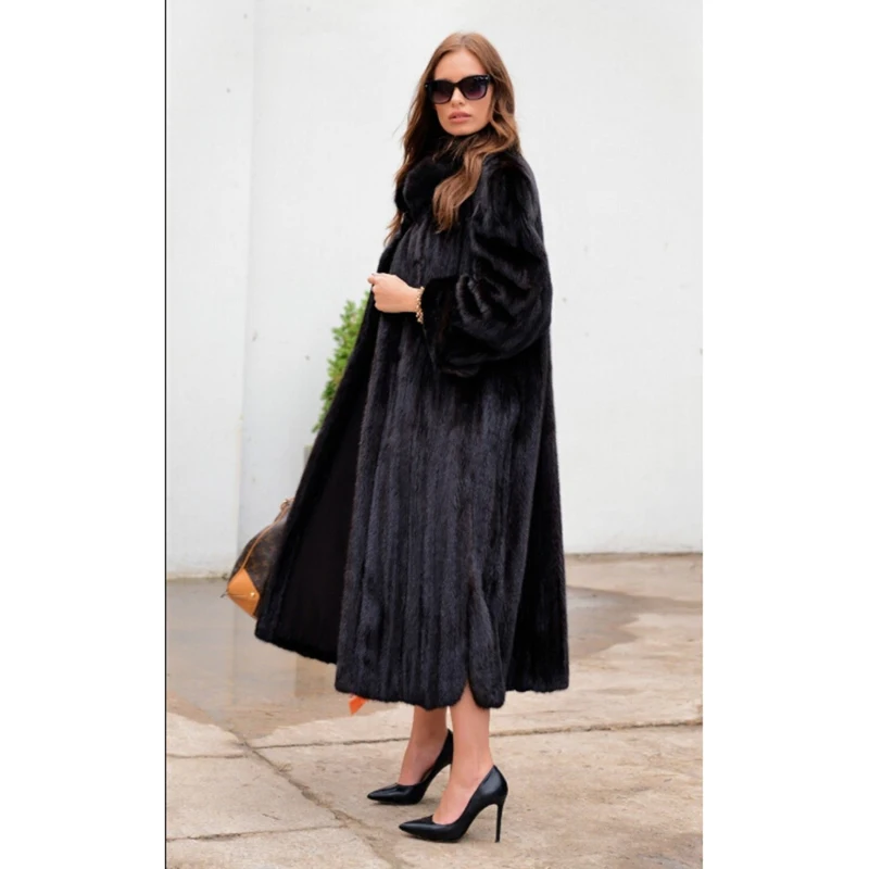 X 120 D'hiver Femmes Veste Naturel Réel Luxe Nouvelle Topfur Manteau De long Couleur Vison Mode Cm Les Fourrure Noir Pour EqxdFP