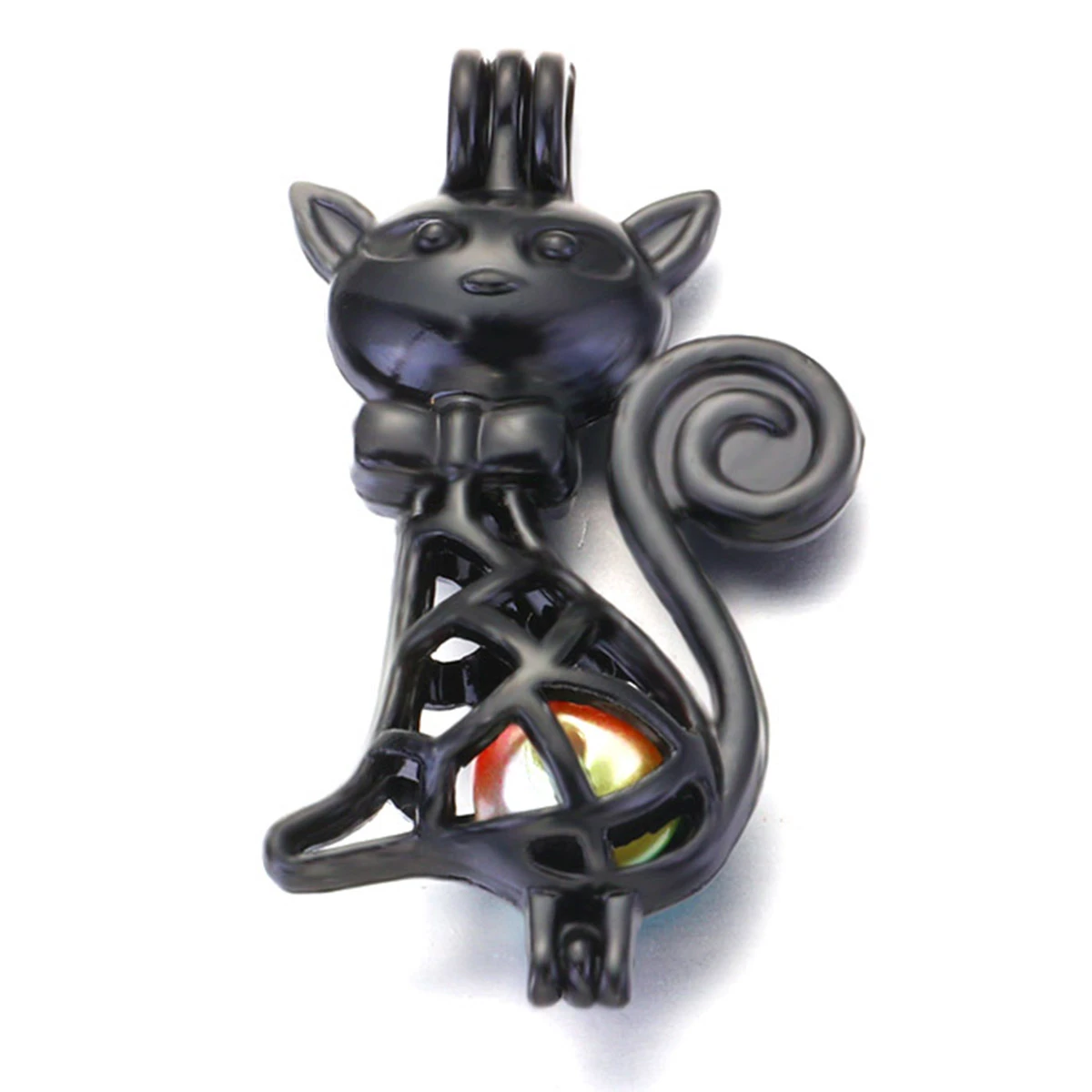 黒ゴシック Tsundere 猫ペンダント中空パンク黒ドラゴン挿入カラフルな半真珠ハートペンダント象の形のジュエリーギフト Charms Aliexpress