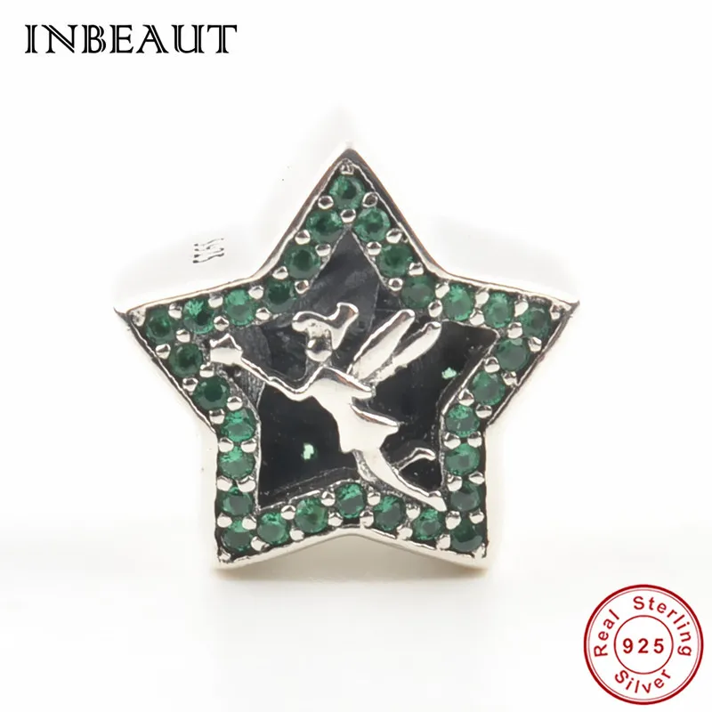 

Tiny CZ Green Jingle Star Charm fit Fashion Bracelet 925 Sterling Silver Dancing Dress Wing Elf Girl Beads Trendy Jewelry Maing
