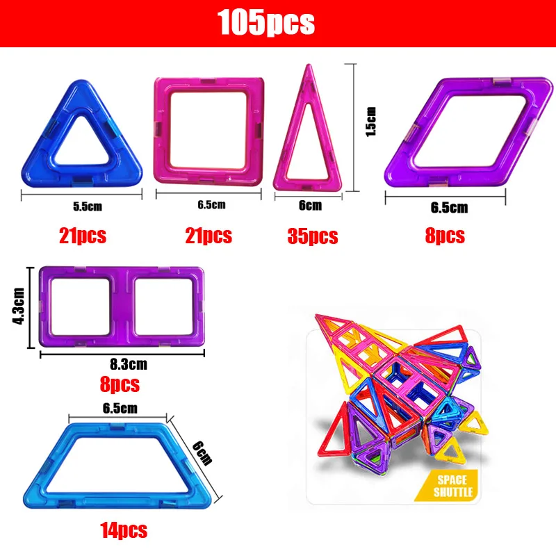 Beste 115 pcs grote maat magnetische speelgoed designer building model set en magnetische blok bouwstenen plastic puzzel kinderen vroege chil