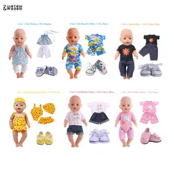 Кукольная одежда 7 видов стилей 1 комплект = бесплатная 1 костюм одежды из верха + 1 чел обувь для 18 дюймов американская кукла & 43 см для ухода