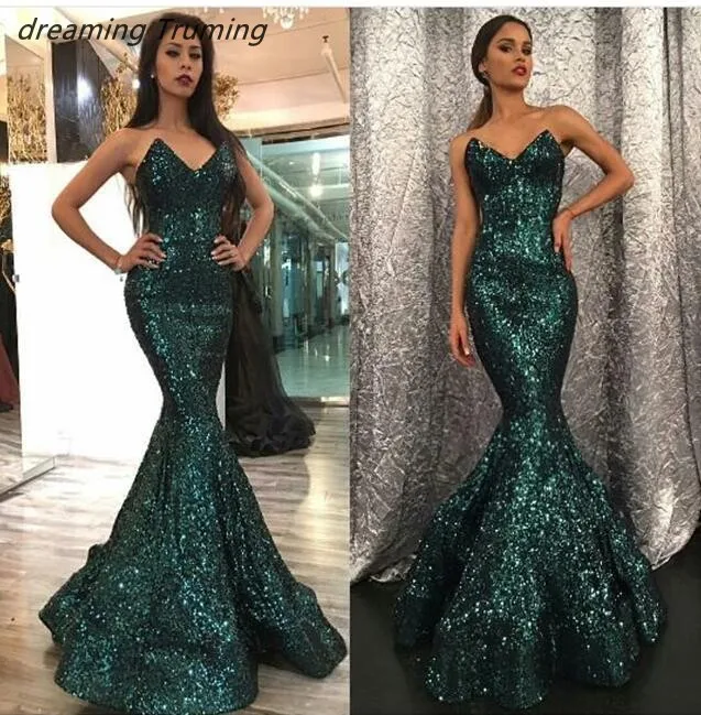 Shiny Emerald Green Mermaid Prom 
