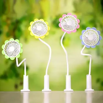 

New Fashion Portable USB Fan With Bendable Clip Adjustable Sun Flower Shape Rechargeable Fans For Home Office Travel