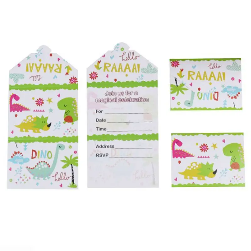 

12Pcs/lot Hot Sale Kawaii Dinosaur Invitation Card Animal Kids Birthday Party Supply Event Party Supplies Party Decoration New