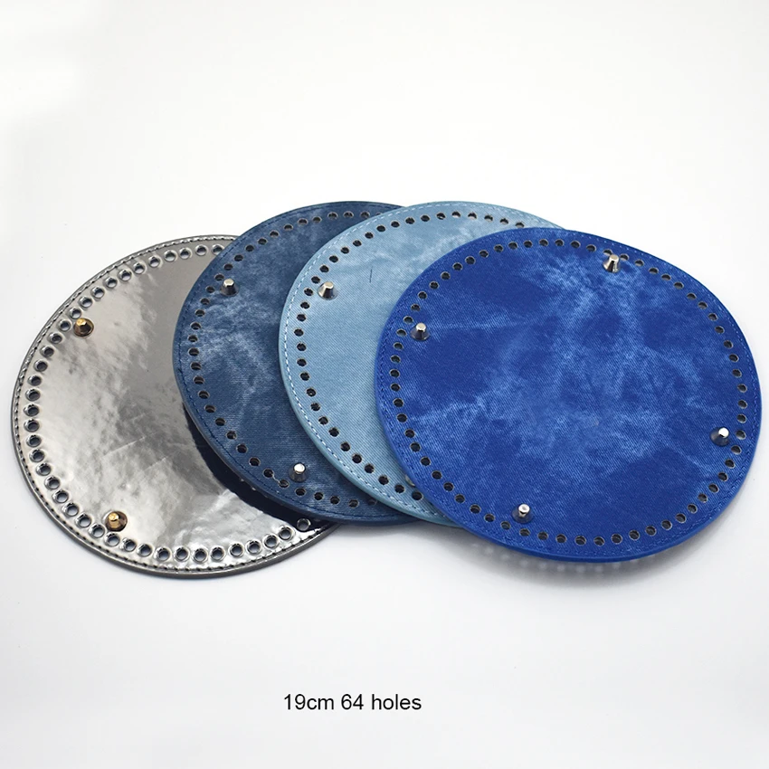 19x19cm Circle Bottom for Bag Bottom with Holes PU Leather Accessories Replacement for Handmade DIY Shoulder Bag Handbag KZBT19