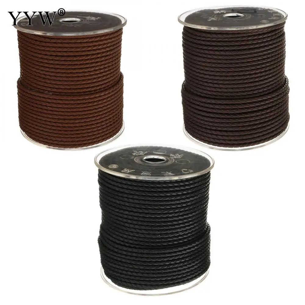 

50m/Spool Cowhide Cord With Plastic Spool Paint Edge 3mm For Jewelry Making Diy Bracelet Necklace Gift Black Blown