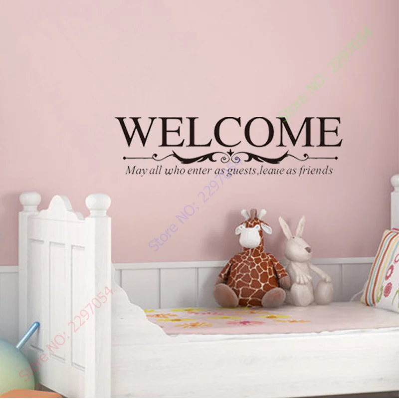 Us 4 47 36 Off Large Size Welcome To Our Home Sign Wall Quote Decals For Windows Glass Doors Decor 22x84cm Wall Decals In Wall Stickers From Home