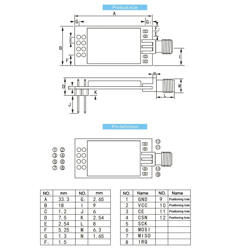 NRF24L01 PA МШУ 2,4 ГГц беспроводной rf-модуль 2,3 км iot SPI nRF24L01P радиочастотный приемопередатчик модуль 2,4 приемник передатчика GHz с щит