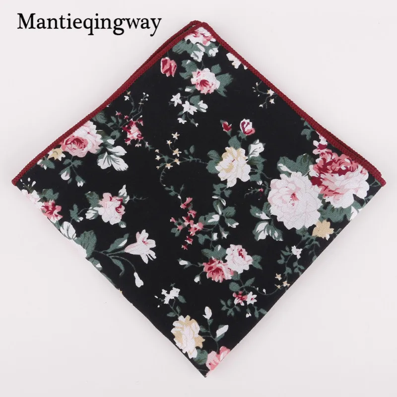 Mantieqingway Новое поступление хлопок цветочный принт носовые платки карман мужской