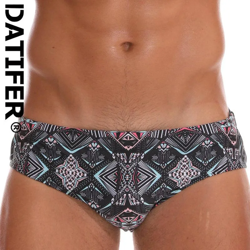 Datifer, Мужская одежда для плавания, сексуальные, низкие, YK02C, боксеры, мужские, для плавания, короткие, спортивные, для пляжа, шорты, съемный коврик, для мужчин,, купальный костюм - Цвет: Grid
