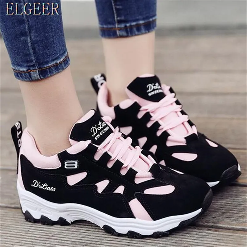 ELGEER النساء حركة تشغيل الأزياء والأحذية 2018 الربيع جديد تنفس الأحذية البرية Latform رياضية المرأة الاحذية Feminino