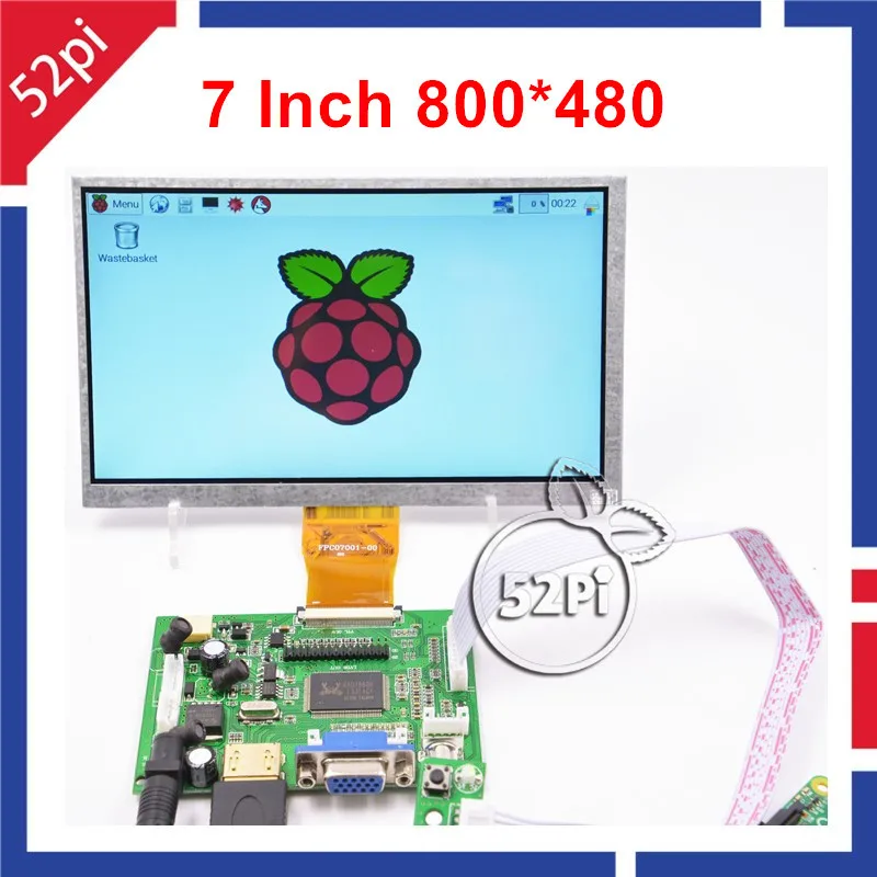 comprar 52Pi 7 polegada TFT 800*480 Display LCD Tela Do Monitor com HDMI Placa Motorista VGA 2AV para Raspberry Pi 3 2 Modelo B PC Com Windows