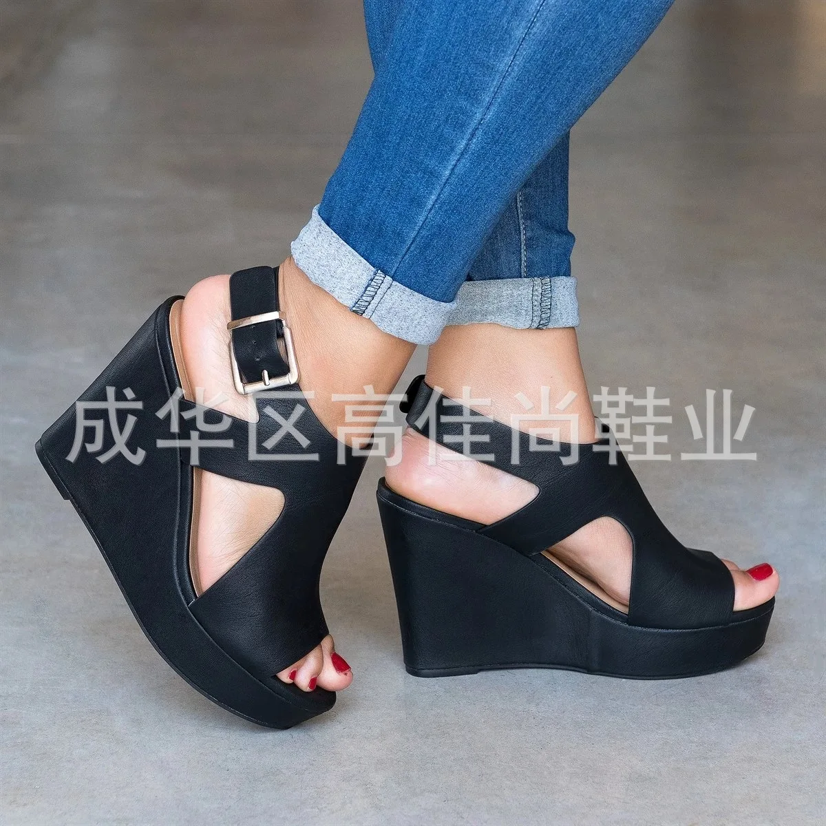 

Peep Toe Wedges Rome Gladiator Women Sandals Super High T-Strap Concise Boho Shoes Back Strap Buckle Strap Plus Size Sandals