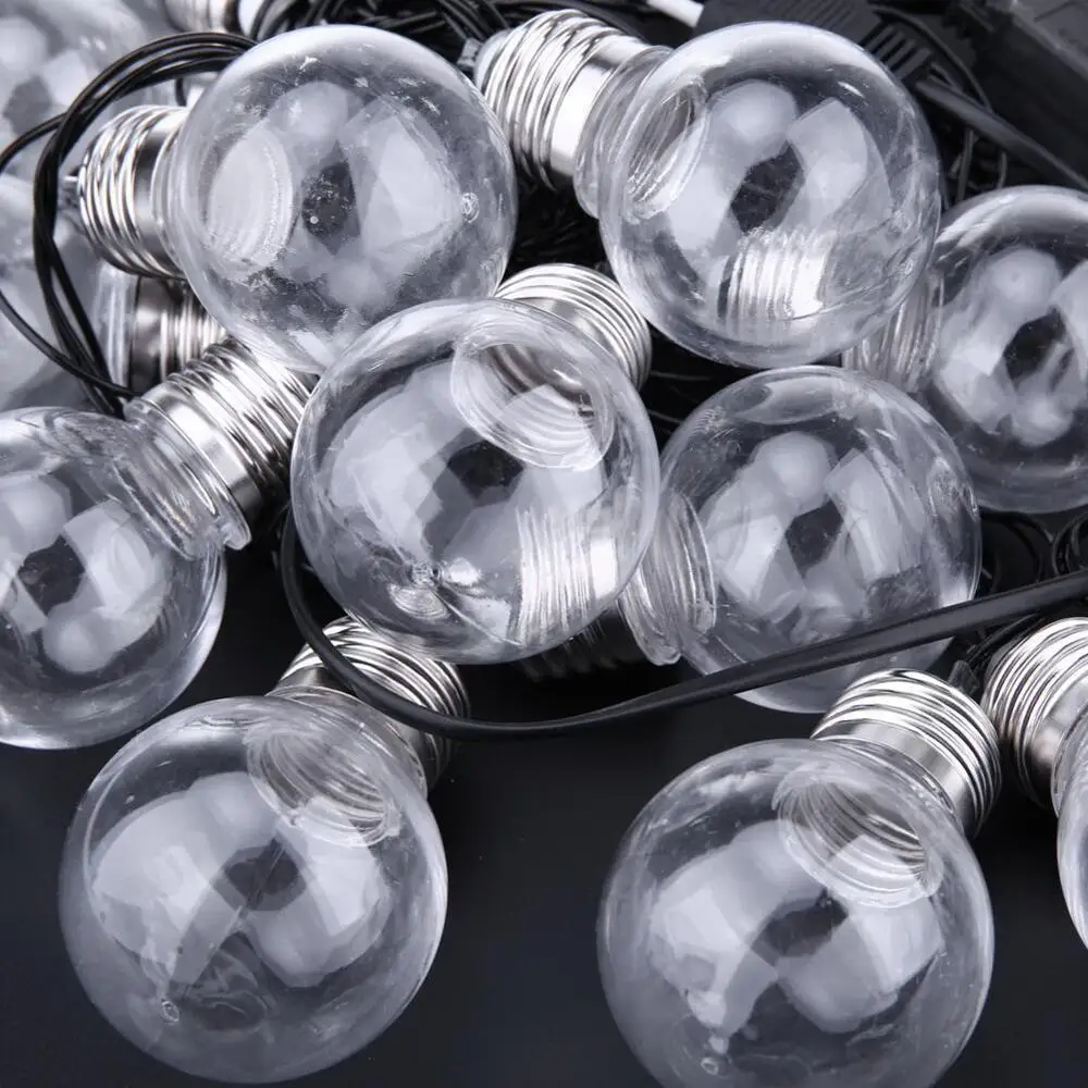 

Plugged plastic ball, big bulb, 20 head Christmas lights in string and European LED