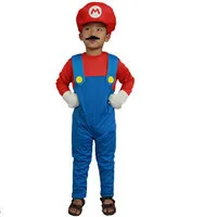 ; Лидер продаж; Карнавальный костюм для взрослых и детей на Хэллоуин; вечерние костюмы; одежда супер Марио+ шапки+ усы+ перчатки - Цвет: Boy Red