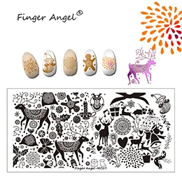 Finger Angel 1 шт. рождественские пластины для штамповки ногтей изображение штамп уникальный мультфильм Лось Снежинка 6*12 см DIY ногтей шаблон пластины - Цвет: MC07