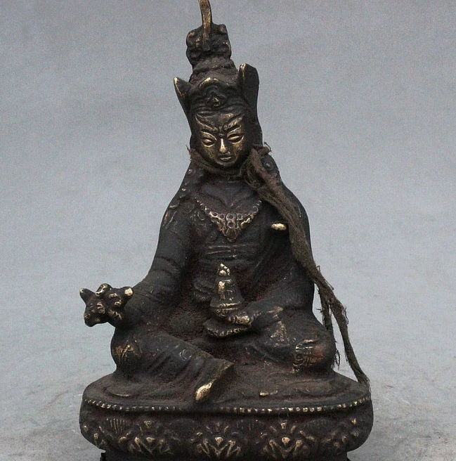 Old Tibet Buddhism Pure Bronze Guru Padmasambhava Rinpoche Seat Buddha Statue | Дом и сад