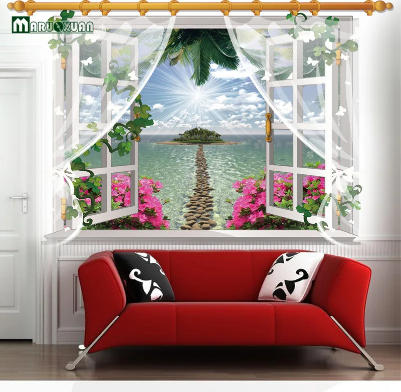 

Maruoxuan 3d False Window Screens Scenery 3d Mural Three-dimensional Landscape Wall Stickers Living Room Mural Kids Room Decals