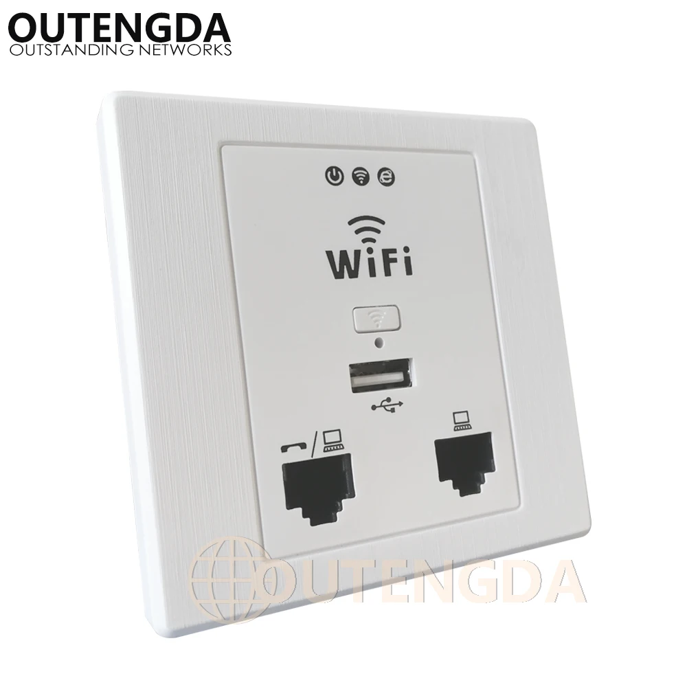 Настенная розетка OUTENGDA WPL6058 чертежная белая 300 Мбит/с 86|socket wifi|indoor access pointwall ap |