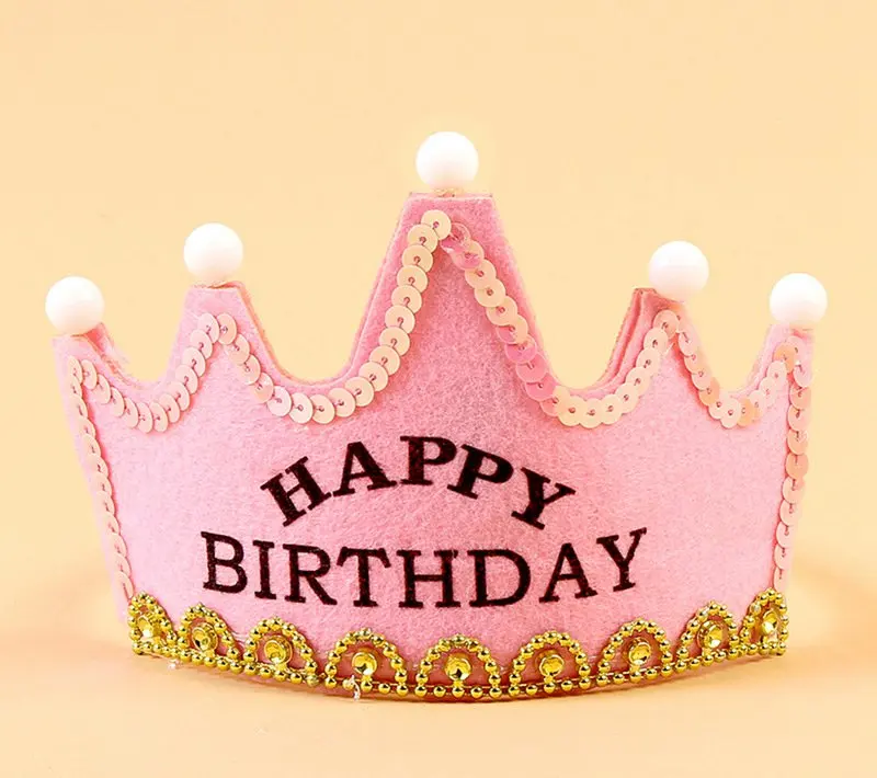 Светодиодный король принцесса принц с днем рождения бумаги головные уборы Baby Shower мальчик девочка день рождения рождественские украшения поставки дети - Цвет: design 9 as photo