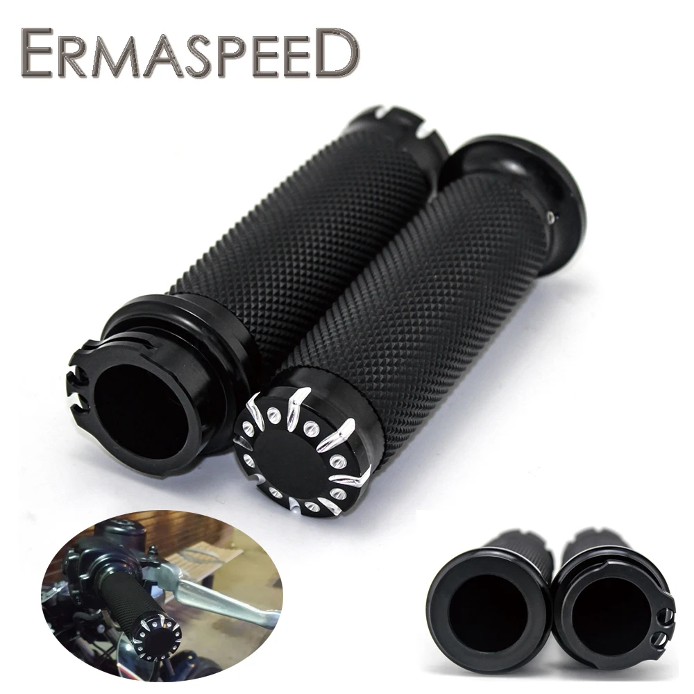 Motorcycle Handle Grips Pair 25MM Aluminum Rubber Gel Handlebar