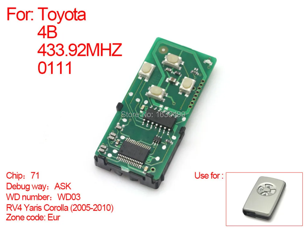 

2005-2010 Auto Smart card board 4 buttons 433.92 MHZ number WD03-271451-0111-EUR-es55018 For Toyota Free shipping