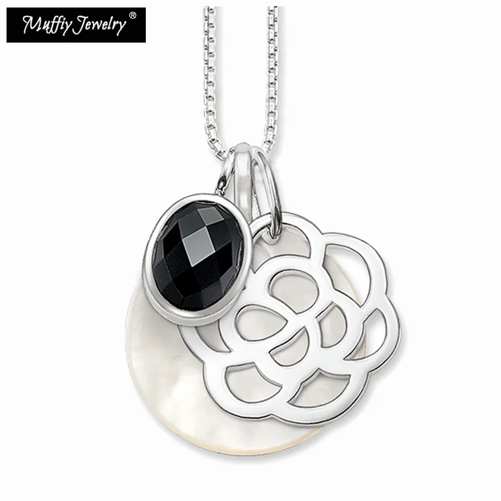 

Rose Ornament Link Chain Pendant Necklace,Thomas Style Nice European Jewelry in 925 Sterling Silver with Zircon,TS Gift