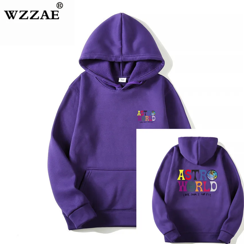 Purple Трэвисс Скотт ASTROWORLD WISH YOU WAS HERE толстовки модные буквы ASTROWORLD Толстовка уличная Мужская Женская пуловер Толстовка - Цвет: Purple