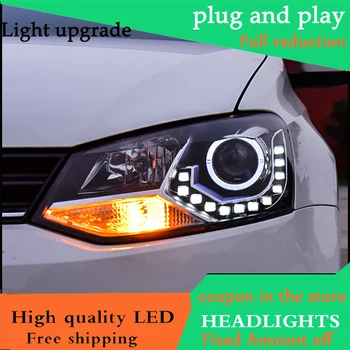 

Car Styling Head Lamp For VW Polo LED Headlight 2010-2016 Polo GTI Angel Eyes LED Daytime Running Light Bi-Xenon HID Accessories