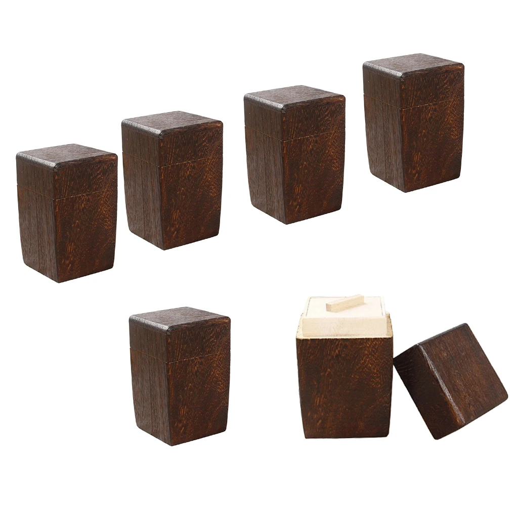 6x Square Wooden Tea Box Maccha Storage Box Canister Tea Jar Caddy Storage Box Case Handmade Organizer