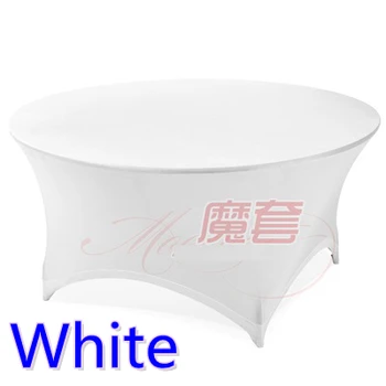 

Spandex Table Cover White Color Round Lycra Stretch Table Cloth Fit 5ft-6ft Round Wedding Hotel Banquet And Party Decoration