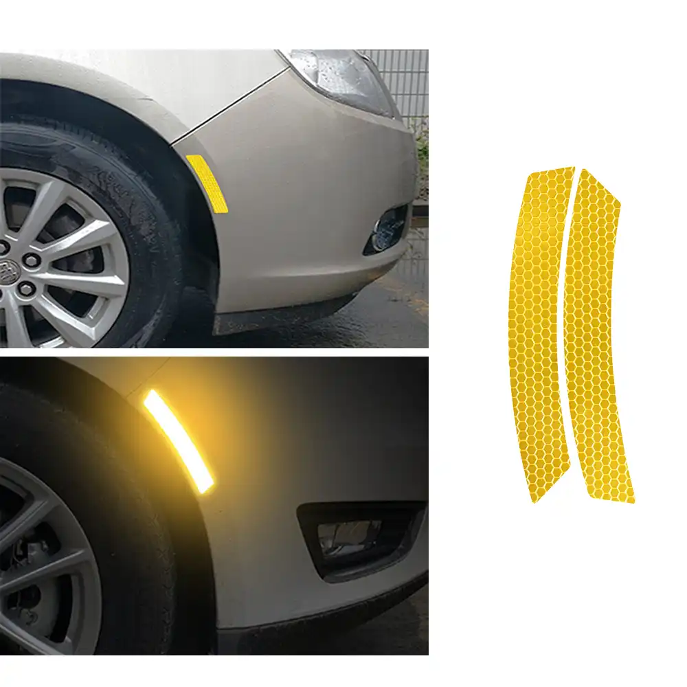 2Pcs Car Bumper Reflective Warning Strip Stickers Auto Wrap Wheel Eyebrow Decal