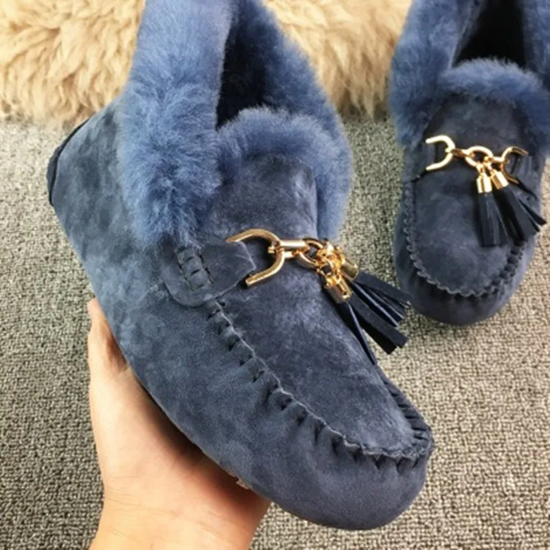 

JAYX Real Wool Bowknot Womne's Boots Genuine Sheepskin Woman Snow Boots Casual Winter Shoes Woman Leather Snow Boots