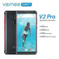 グローバルバージョン Vernee V2 プロ防水 5.99 ''携帯頑丈な携帯電話 6 + 64 ギガバイトの Android 8.1 、 nfc スマートフォン 6200 2600mah 急速充電