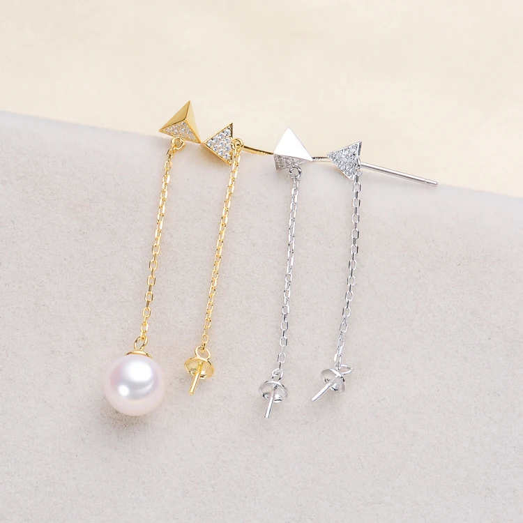 

925 Sterling Silver Pearl Earrings Fashion Stud Earrings Beautiful Findings Exquisite Jewelry Parts Fittings Women's Accessories