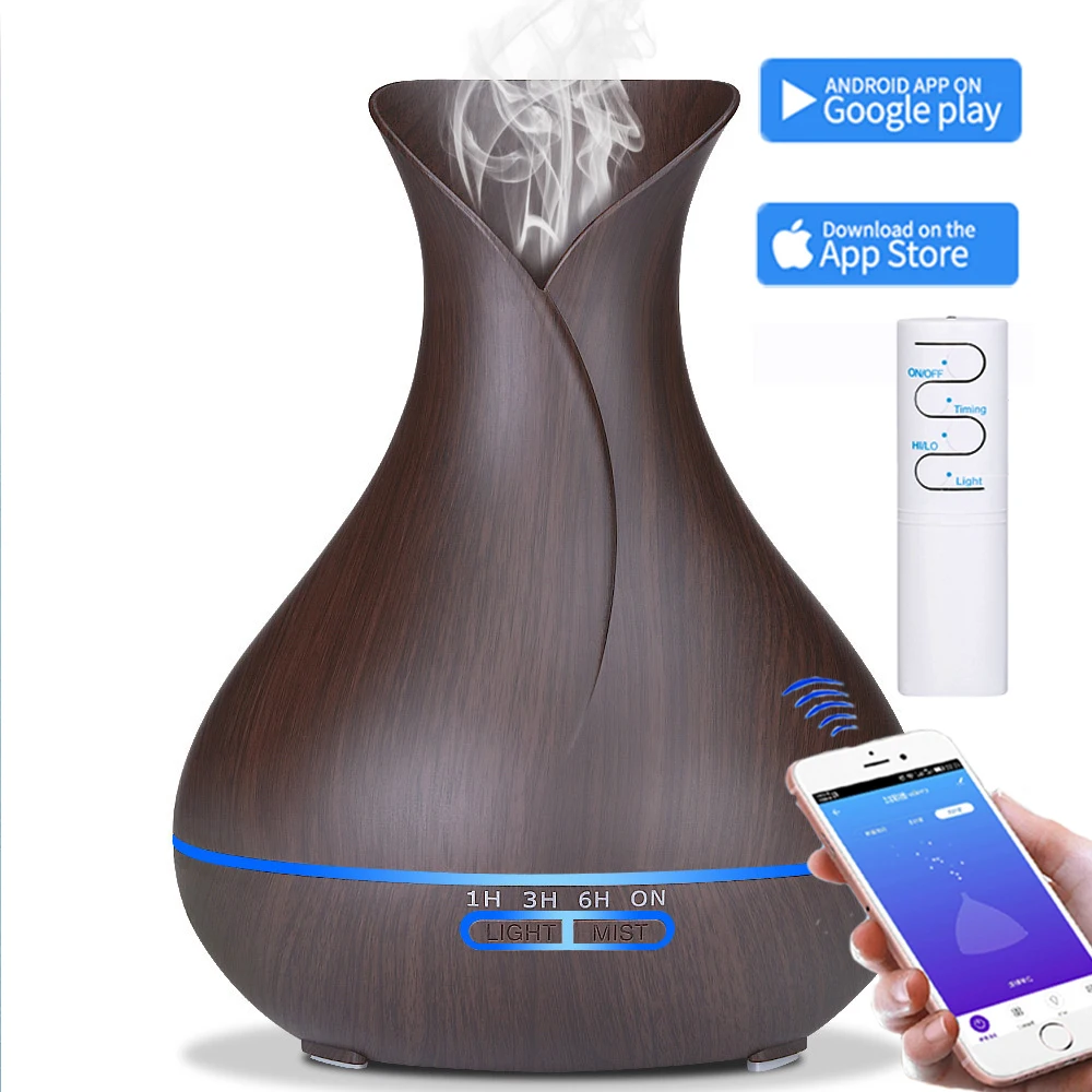 

550ml Aroma Essential Oil Diffuser Ultrasonic tabletop Air Humidifier with Wood Grain 7 Color Changing LED Lights Office Home