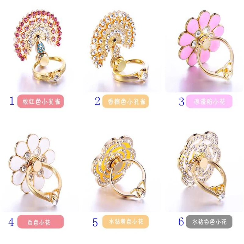 wholesale 500pcs 360 Rotating cute Cartoon Rhinestone Cellphone Accessories Finger Ring Stent Mobile phone holder stand