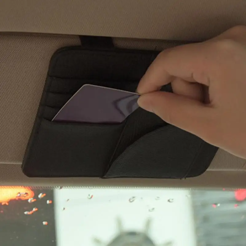 

VODOOL Multifunctional Car Sun Visor Ticket Business Card Pen Storage Bag Portable Car Sunshade Board Clip Organizer Holder Bag