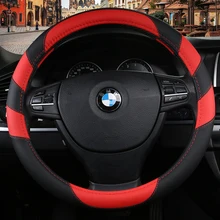 KKYSYELVA Red Steering-wheel Leather Car Steering Wheel cover Car covers 38cm steering wheels Covers Black wheel cover car covers steering wheel faux fur steering wheel cover genuine leather steering wheel cover soft classical black gray cream