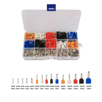 

2340Pcs 15 Models Dual Ferrule Kit Electrical Crimping Connectors Mixed Cord Wire End Crimp Terminal Set