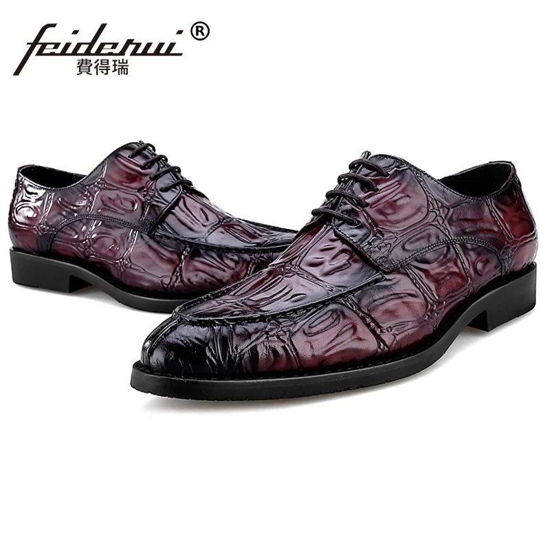 La Calzado Ne86 Oxfords Zapatos Cordones Boda marrón Llegada Hombres Hombre Nueva Formal Con De Auténtico Vestido Estrecha Cuero Lujo Baile Negro Cocodrilo Punta WTWwRfZqH
