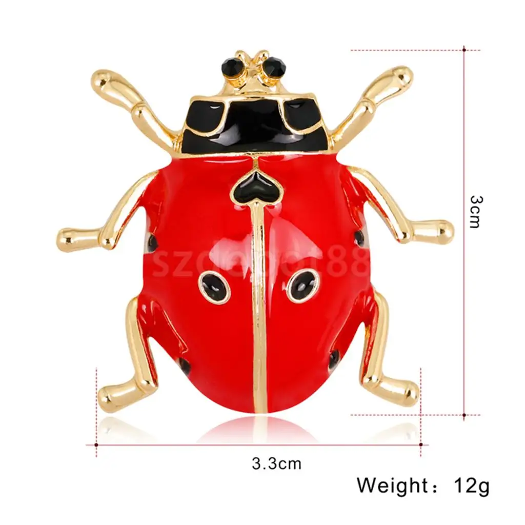 2 Pcs Enamel Ladybird Bug Insect Brooch Pins Women Men Costume Jewelry Red