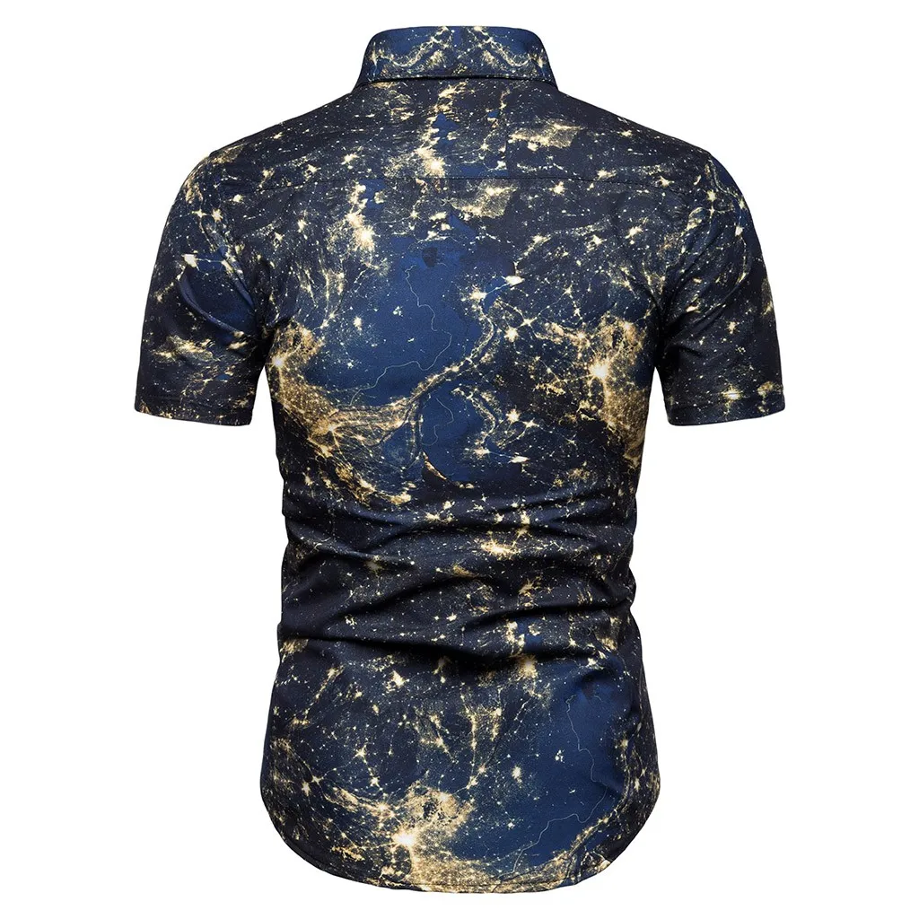 زهرة قمصان 2019 العلامة التجارية ملابس رجالي بدوره إلى أسفل طوق الرجال قميص الصيف الأزهار قصيرة الأكمام الأساسية Camisa الغمد قميص الذكور