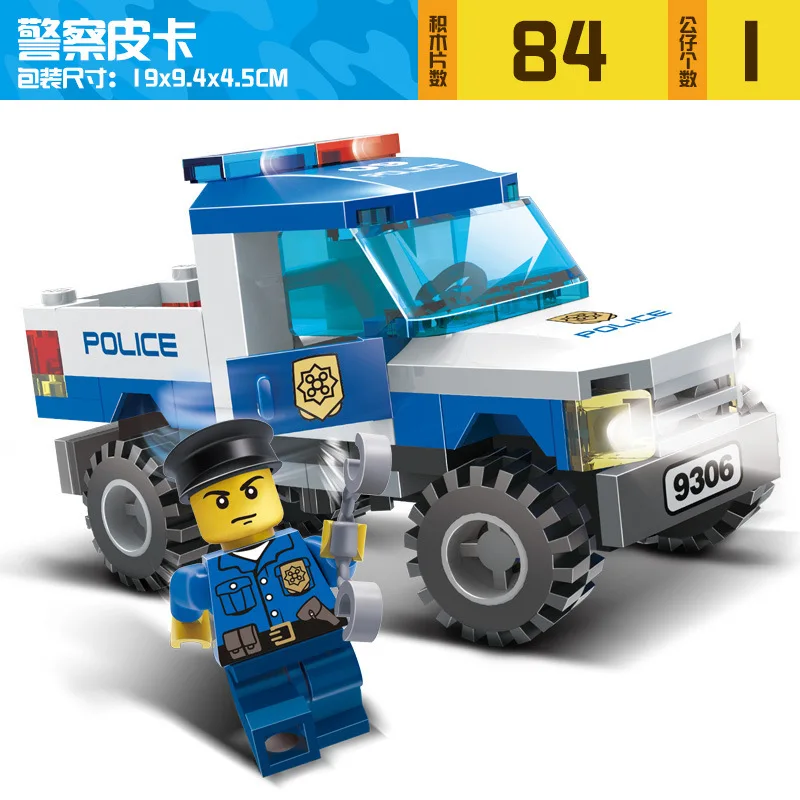 

City Mini Police Swat Car Building Blocks Set Policemen figure Kids Educational Brick Toy Compatible with 9306