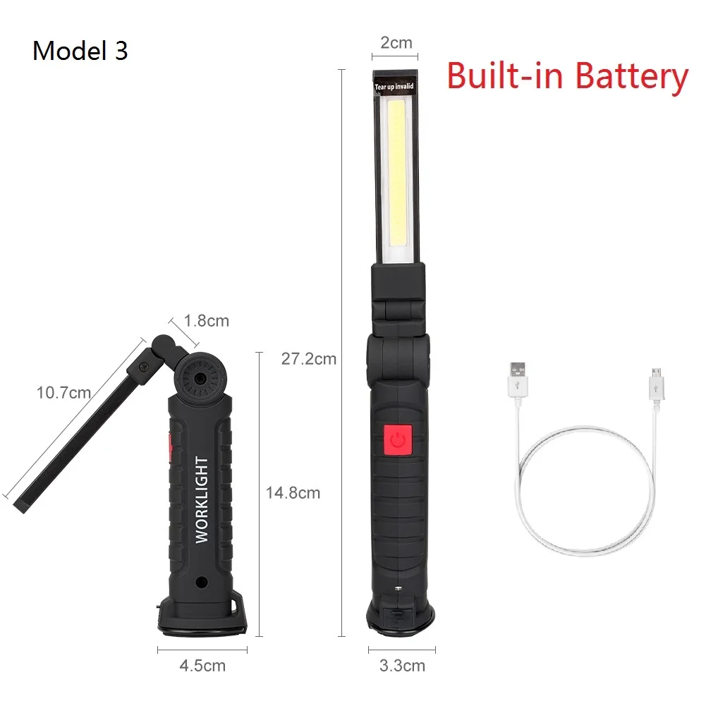 COB светодиодный магнитный Рабочий фонарь светильник аварийная инспекционная лампа тактический фонарь крюк для подвешивания тент фонарь ночник кемпинг свет - Испускаемый цвет: Model 3